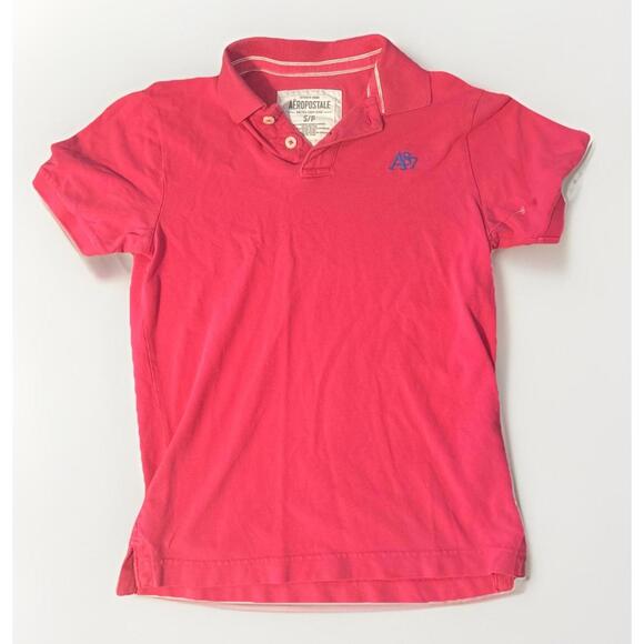 Aeropostale Polo Shirt Extra Large Adult Pink Casual Cotton Logo Stretch Mens S - Picture 1 of 4